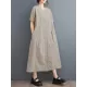Buttoned Pockets Solid Color A-Line Loose V-Neck Midi Dresses Buttoned Pockets Solid Color A-Line Loose V-Neck Midi Dresses