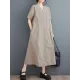 Buttoned Pockets Solid Color A-Line Loose V-Neck Midi Dresses Buttoned Pockets Solid Color A-Line Loose V-Neck Midi Dresses