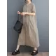 Buttoned Pockets Solid Color A-Line Loose V-Neck Midi Dresses Buttoned Pockets Solid Color A-Line Loose V-Neck Midi Dresses