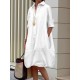 Long Sleeves Loose Solid Color Lapel Collar Midi Dresses Long Sleeves Loose Solid Color Lapel Collar Midi Dresses