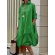 Long Sleeves Loose Solid Color Lapel Collar Midi Dresses Long Sleeves Loose Solid Color Lapel Collar Midi Dresses