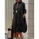 Long Sleeves Loose Solid Color Lapel Collar Midi Dresses Long Sleeves Loose Solid Color Lapel Collar Midi Dresses