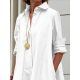 Long Sleeves Loose Solid Color Lapel Collar Midi Dresses Long Sleeves Loose Solid Color Lapel Collar Midi Dresses