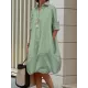 Long Sleeves Loose Solid Color Lapel Collar Midi Dresses Long Sleeves Loose Solid Color Lapel Collar Midi Dresses
