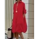 Long Sleeves Loose Solid Color Lapel Collar Midi Dresses Long Sleeves Loose Solid Color Lapel Collar Midi Dresses