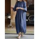 Drawstring Lace-Up Pleated Solid Color Loose Raglan Sleeve Round-Neck Midi Dresses Drawstring Lace-Up Pleated Solid Color Loose Raglan Sleeve Round-Neck Midi Dresses