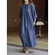 Drawstring Lace-Up Pleated Solid Color Loose Raglan Sleeve Round-Neck Midi Dresses Drawstring Lace-Up Pleated Solid Color Loose Raglan Sleeve Round-Neck Midi Dresses