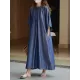 Drawstring Lace-Up Pleated Solid Color Loose Raglan Sleeve Round-Neck Midi Dresses Drawstring Lace-Up Pleated Solid Color Loose Raglan Sleeve Round-Neck Midi Dresses
