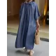 Drawstring Lace-Up Pleated Solid Color Loose Raglan Sleeve Round-Neck Midi Dresses Drawstring Lace-Up Pleated Solid Color Loose Raglan Sleeve Round-Neck Midi Dresses