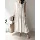 Buttoned Pleated Ruffled Solid Color Split-Joint Tiered A-Line Loose Stand Collar Midi Dresses Buttoned Pleated Ruffled Solid Color Split-Joint Tiered A-Line Loose Stand Collar Midi Dresses