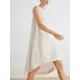 Solid Color High-Low Loose Round-Neck Midi Dresses Solid Color High-Low Loose Round-Neck Midi Dresses