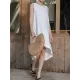 Solid Color High-Low Loose Round-Neck Midi Dresses Solid Color High-Low Loose Round-Neck Midi Dresses