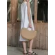 Solid Color High-Low Loose Round-Neck Midi Dresses Solid Color High-Low Loose Round-Neck Midi Dresses