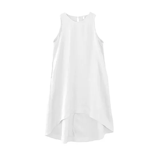 Solid Color High-Low Loose Round-Neck Midi Dresses Solid Color High-Low Loose Round-Neck Midi Dresses