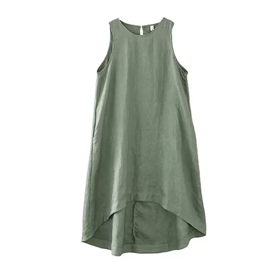 Solid Color High-Low Loose Round-Neck Midi Dresses Solid Color High-Low Loose Round-Neck Midi Dresses