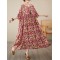 Batwing Sleeves Loose Pleated Split-Joint Round-Neck Midi Dresses