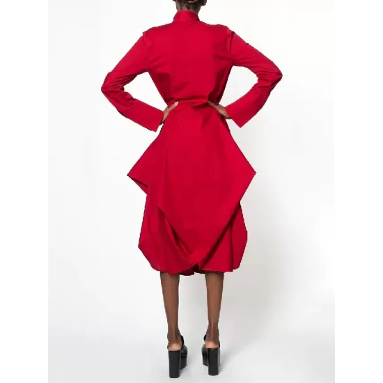 Stylish Loose Stand-Collar Long Sleeves Midi Dress Stylish Loose Stand-Collar Long Sleeves Midi Dress
