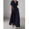 Simple Casual Solid Color Pleated Midi Dress