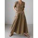 Simple Casual Solid Color Pleated Midi Dress Simple Casual Solid Color Pleated Midi Dress