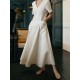 Simple Casual Solid Color Pleated Midi Dress Simple Casual Solid Color Pleated Midi Dress