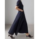 Simple Casual Solid Color Pleated Midi Dress Simple Casual Solid Color Pleated Midi Dress