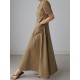 Simple Casual Solid Color Pleated Midi Dress Simple Casual Solid Color Pleated Midi Dress