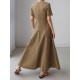 Simple Casual Solid Color Pleated Midi Dress Simple Casual Solid Color Pleated Midi Dress