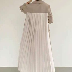 Original Chic Pleated Notched Collar Blazer Midi Dress