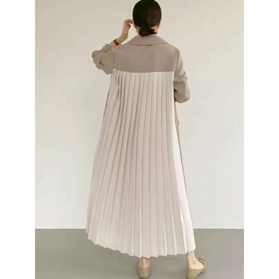 Original Chic Pleated Notched Collar Blazer Midi Dress Original Chic Pleated Notched Collar Blazer Midi Dress