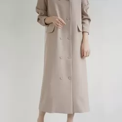 Original Chic Pleated Notched Collar Blazer Midi Dress