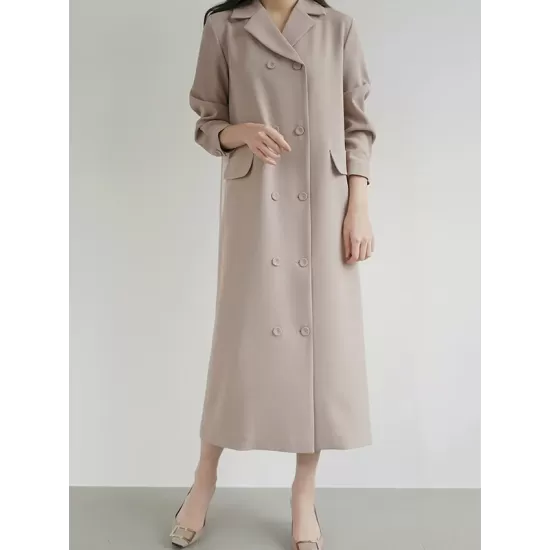 Original Chic Pleated Notched Collar Blazer Midi Dress Original Chic Pleated Notched Collar Blazer Midi Dress