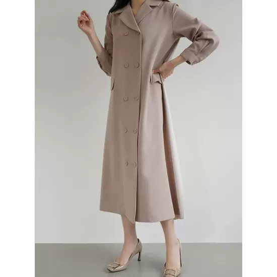 Original Chic Pleated Notched Collar Blazer Midi Dress Original Chic Pleated Notched Collar Blazer Midi Dress