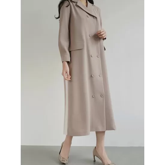 Original Chic Pleated Notched Collar Blazer Midi Dress Original Chic Pleated Notched Collar Blazer Midi Dress