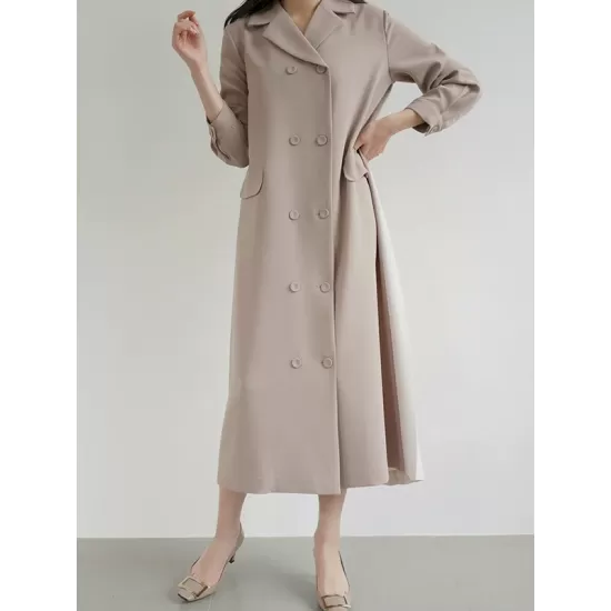 Original Chic Pleated Notched Collar Blazer Midi Dress Original Chic Pleated Notched Collar Blazer Midi Dress