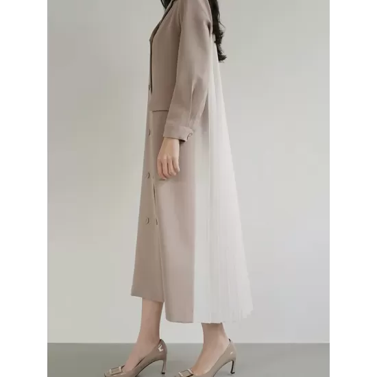 Original Chic Pleated Notched Collar Blazer Midi Dress Original Chic Pleated Notched Collar Blazer Midi Dress