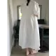 Original Loose Solid Color Pleated Puff Sleeves Midi Dress Original Loose Solid Color Pleated Puff Sleeves Midi Dress