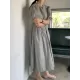 Original Loose Solid Color Pleated Puff Sleeves Midi Dress Original Loose Solid Color Pleated Puff Sleeves Midi Dress
