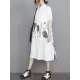 Artistic Retro Loose Printed Buttoned Midi Dress Artistic Retro Loose Printed Buttoned Midi Dress