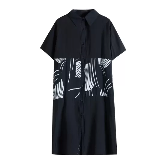 Artistic Retro Loose Printed Buttoned Midi Dress Artistic Retro Loose Printed Buttoned Midi Dress