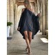 Stylish Loose High-Low Batwing Sleeves Black Midi Dress Stylish Loose High-Low Batwing Sleeves Black Midi Dress