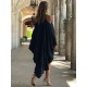 Stylish Loose High-Low Batwing Sleeves Black Midi Dress Stylish Loose High-Low Batwing Sleeves Black Midi Dress