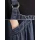 Vintage Loose Artistic Retro Solid Color Strap Denim Midi Dress Vintage Loose Artistic Retro Solid Color Strap Denim Midi Dress
