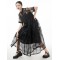 Original Solid Color Hollow See-Through Thin Midi Dress