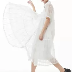 Original Solid Color Hollow See-Through Thin Midi Dress