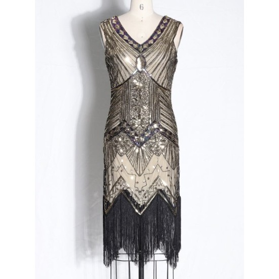 Evening H-Line Beads Sequined Tasseled Midi Dresses Evening H-Line Beads Sequined Tasseled Midi Dresses