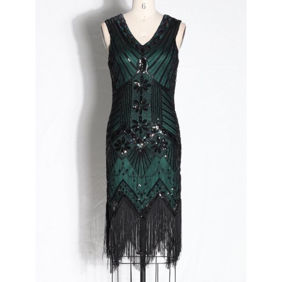 Evening H-Line Beads Sequined Tasseled Midi Dresses Evening H-Line Beads Sequined Tasseled Midi Dresses