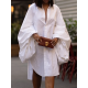 Statement Puff Sleeves Loose Pleated Split-Side Solid Color Lapel Collar Midi Dresses Statement Puff Sleeves Loose Pleated Split-Side Solid Color Lapel Collar Midi Dresses