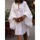 Statement Puff Sleeves Loose Pleated Split-Side Solid Color Lapel Collar Midi Dresses Statement Puff Sleeves Loose Pleated Split-Side Solid Color Lapel Collar Midi Dresses