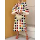 Original Flared Sleeves Split-Joint Multi-Colored Plaid Midi Dress Original Flared Sleeves Split-Joint Multi-Colored Plaid Midi Dress