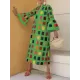 Original Flared Sleeves Split-Joint Multi-Colored Plaid Midi Dress Original Flared Sleeves Split-Joint Multi-Colored Plaid Midi Dress